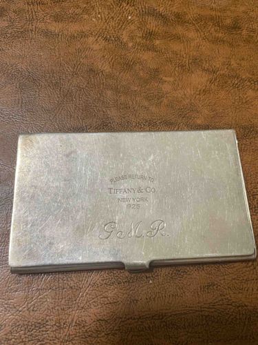 Tiffany & Co. Sterling Silver Card Case with "Please Return To" Engraving and Initials G.M.R.