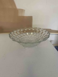 Pressed Glass Hexagonal-Patterned Footed Bowl