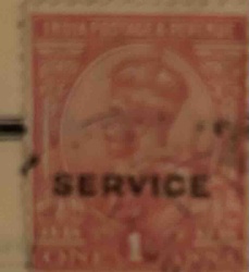 India 1 Anna 'SERVICE' Overprint Stamp