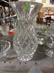 Cut Glass / Pressed Glass Vase with Diamond and Fan Motif