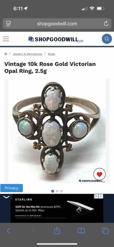 Vintage 10k Rose Gold Victorian Opal Ring