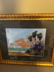 Framed Impressionistic Coastal Landscape Painting