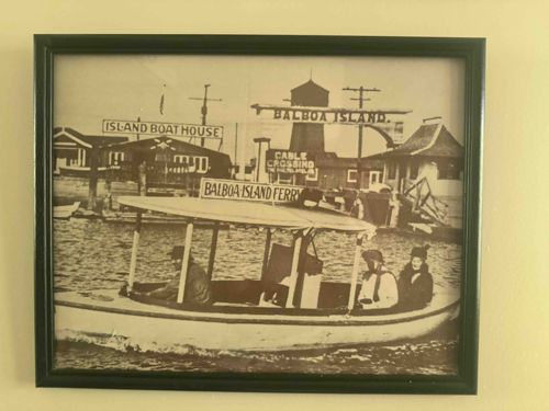 Framed Sepia Photograph of Balboa Island Ferry