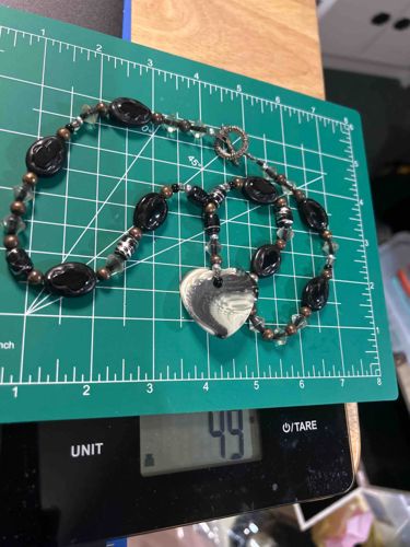 Multi-Colored Beaded Necklace with Heart Pendant