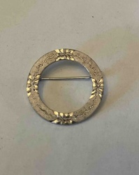 Sterling Silver Floral Engraved Circular Brooch