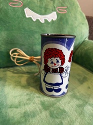 Vintage Raggedy Ann & Andy Cylindrical Accent Lamp