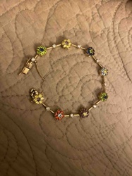 Fashion Bracelet with Faux Gemstone Flowers