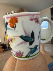 Hummingbird and Floral Ceramic Mug