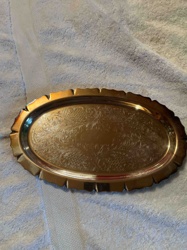 Vintage Ornate Brass or Gilt Metal Serving Tray