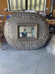 Ornate Circular Wall Mirror with Mirrored Embellishments