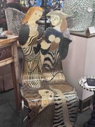 Figurative Art Chair with Stylized Female Figures