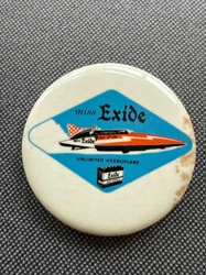 Vintage 'Miss Exide' Unlimited Hydroplane Advertising Pinback Button