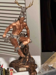 Figurine of a Chasseur or Hunter with Deer Antler Headpiece