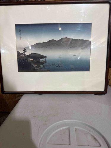 Hasui Kawase 'A Lakeside Inn' Woodblock Print