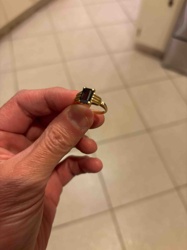 Gold Ring with Emerald-Cut Dark Gemstone