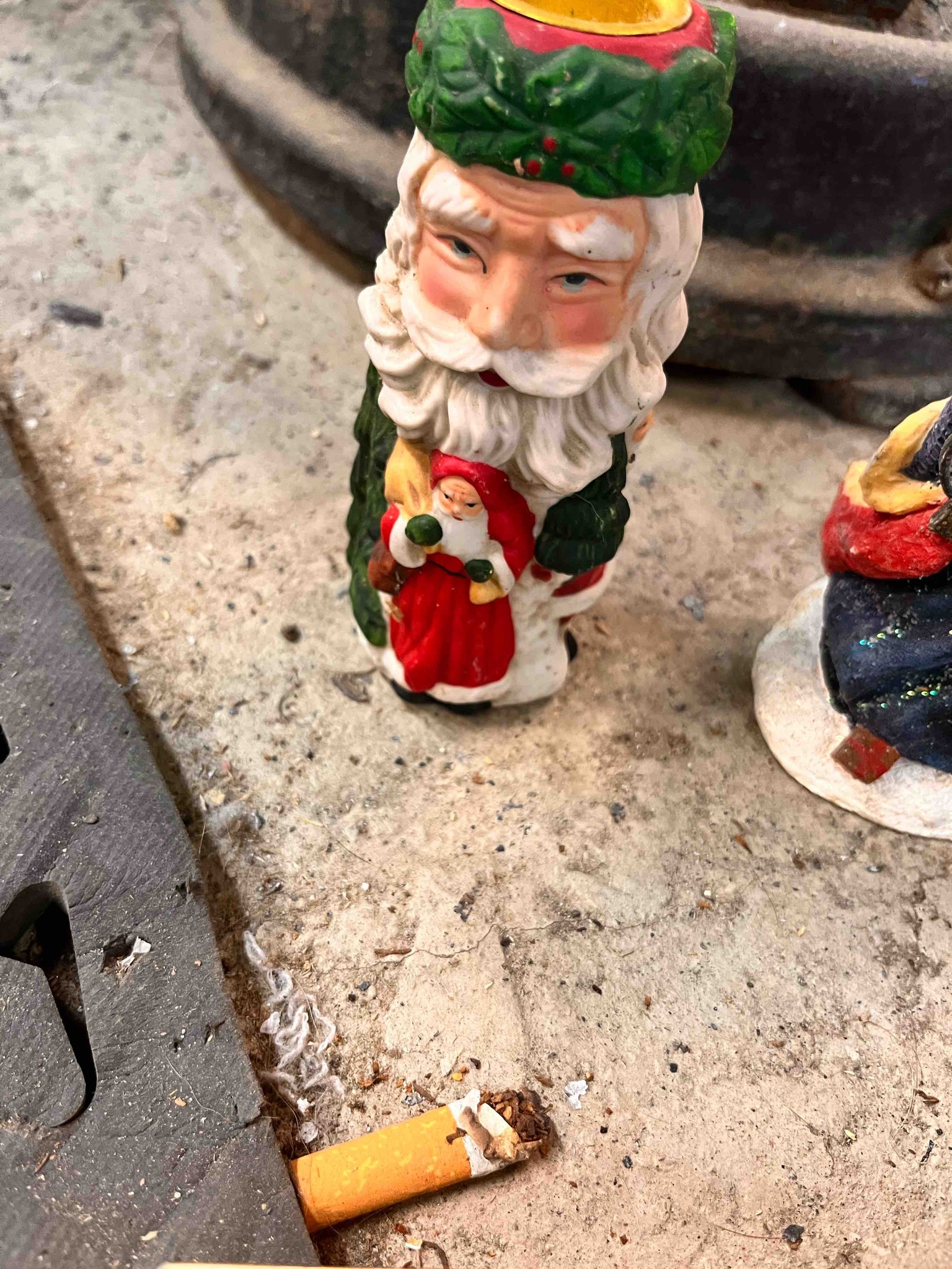 Vintage Father Christmas / Belsnickel Style Candle Holder Figurine