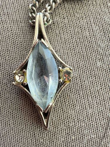 Marquise Cut Light Blue Stone Pendant with Accent Stones