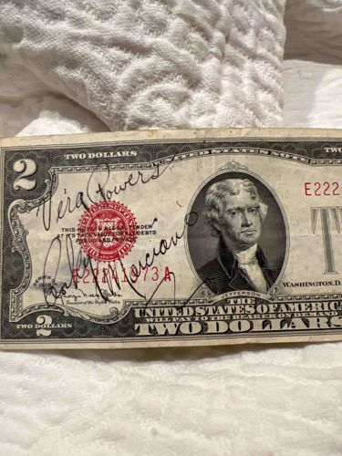 Autographed 1953B Red Seal Two Dollar Bill