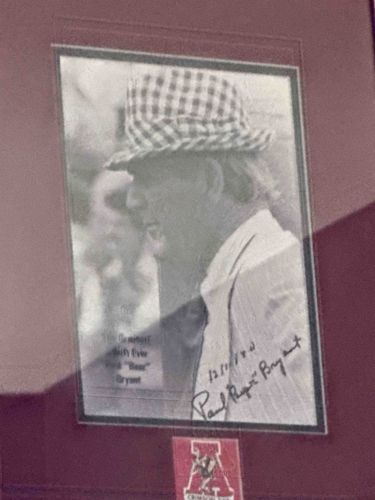 Autographed Paul 'Bear' Bryant Photograph