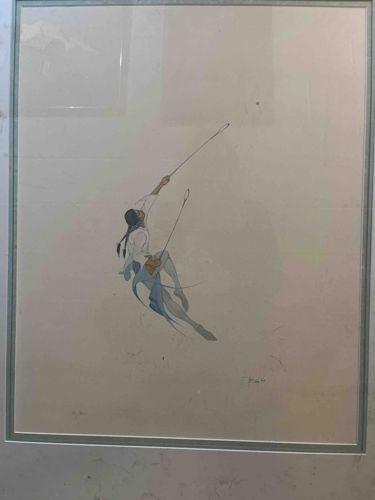 Dynamic Figure with Lasso Watercolor Painting