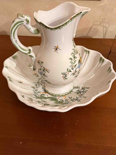 Faience Pitcher and Basin Set