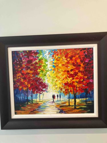 Impressionist Style Park Landscape Palette Knife Oil Painting
