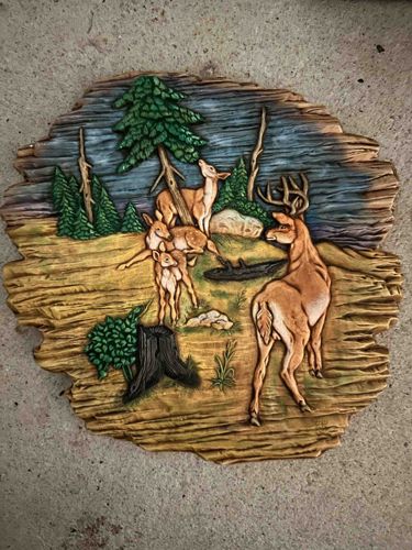 Century Brand Deer Family Wall Plaque