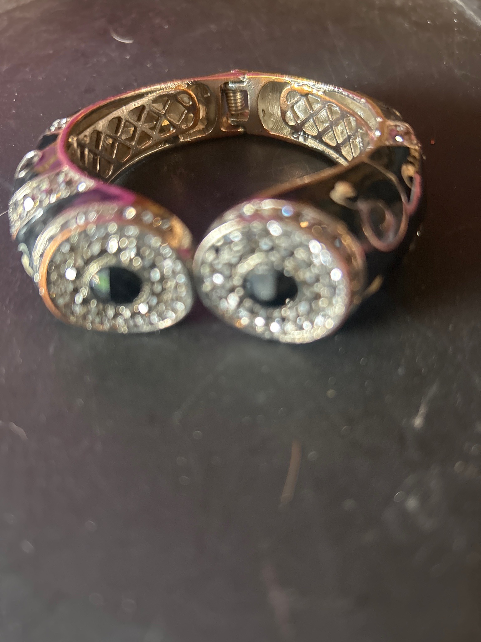 Submitted photo of Hinged metal and crystal bangle bracelet