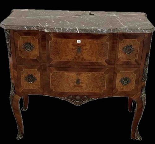 Louis XV Style Marble-Top Bombe Commode
