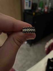 Multi-Row White and Black Gemstone Gold-Tone Ring