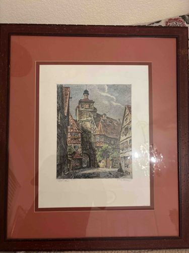 Luigi Kasimir Etching of Rothenburg ob der Tauber
