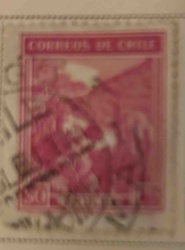 Chilean Postage Stamp, 'Correos de Chile' with '50' Denomination in Red