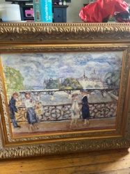 Impressionistic Cityscape Oil Painting in Ornate Gilded Frame