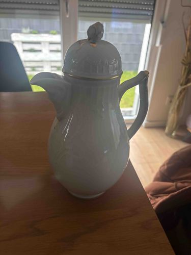 Porcelain Coffee Pot with Gold Trim