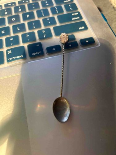 Twisted Handle Decorative Spoon with Stone Finial
