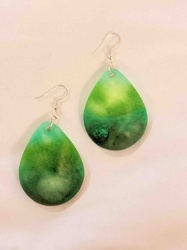 Handmade Resin Teardrop Earrings with Sterling Silver Hooks