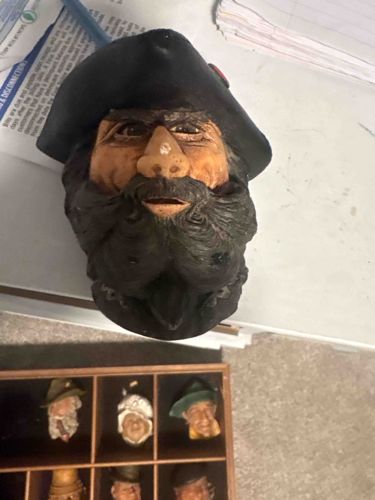 Carved Wood Fisherman or Captain Decorative Bust