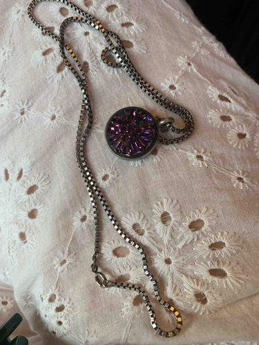 Sterling Silver Box Chain Necklace with Swarovski Crystal Pendant