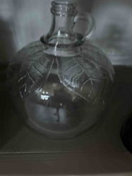 Clear Glass Leaf-Embossed Bottle with Handle