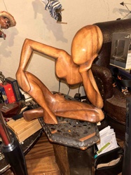 Carved Wooden Figural Sculpture of a Reclining Woman