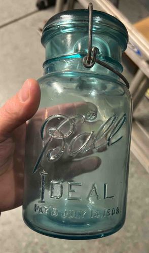 Antine Blue 'Ball Ideal' Canning Jar with Wire Bail and Glass Lid