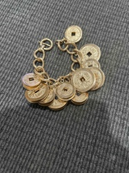 Gold-Toned Charm Bracelet with Chinese 'Cash' Coin Replicas