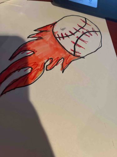 Baseball on Fire Drawing