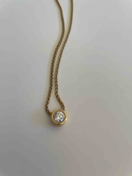 Gold-Tone Bezel-Set Solitaire Pendant Necklace