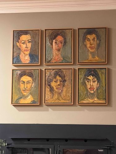 Series of Six Expressionist Portrait Paintings