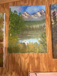 Mountain Lake Landscape Oil Painting