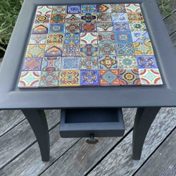 Tiled Accent Table with Drawer
