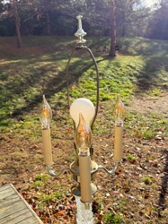 Vintage Brass and Textured Glass Floor Lamp