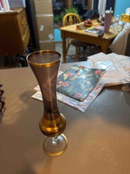 Bohemian Style Fluted Vase with Gilt and Enameled Decoration