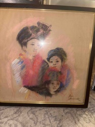 Pastel Portrait of Three Figures